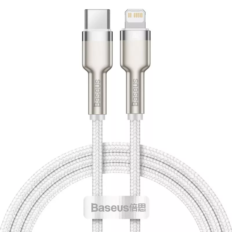 USB-C auf Lightning Kabel Baseus Cafule 1 m, 20 W, Zinkgehäuse, weiß