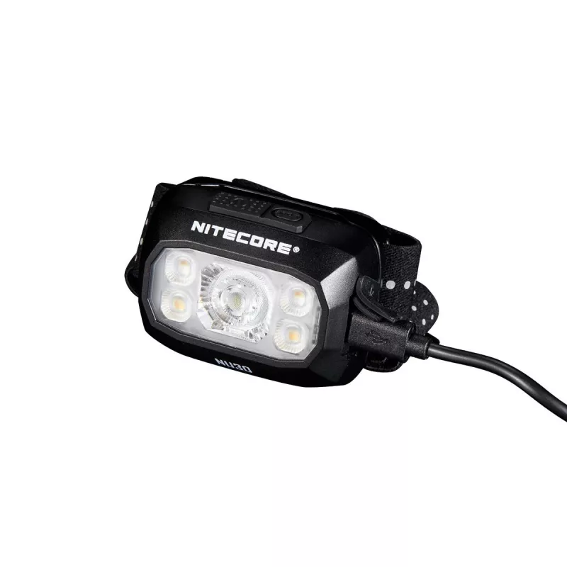 Stirnlampe Nitecore NU30 — kompakte, tragbare LED-Stirnlampe, bis zu 500 Lumen, mehrere Leistungsstufen, Rotlichtmodus
