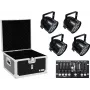 LED PAR-Scheinwerfer-Set EUROLITE 4x PAR-56 QCL mit Flightcase und Controller
