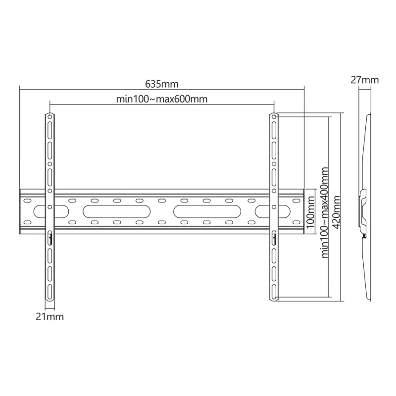 SBOX PLB-2546F-2 Montagehalterung 37–80 mm, Belastung 45 kg, Platte 600×400 mm