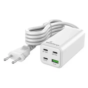 MediaRange MRMA124 mobiles Ladegerät 100W AC, 3x USB-C, 100–240V Eingang, 1,5 m Kabel, Weiß