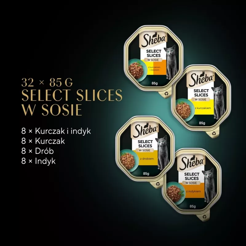 Nassfutter für Katzen Sheba Schale Sauce Geflügel (Huhn, Truthahn) 32 x 85 g Schale