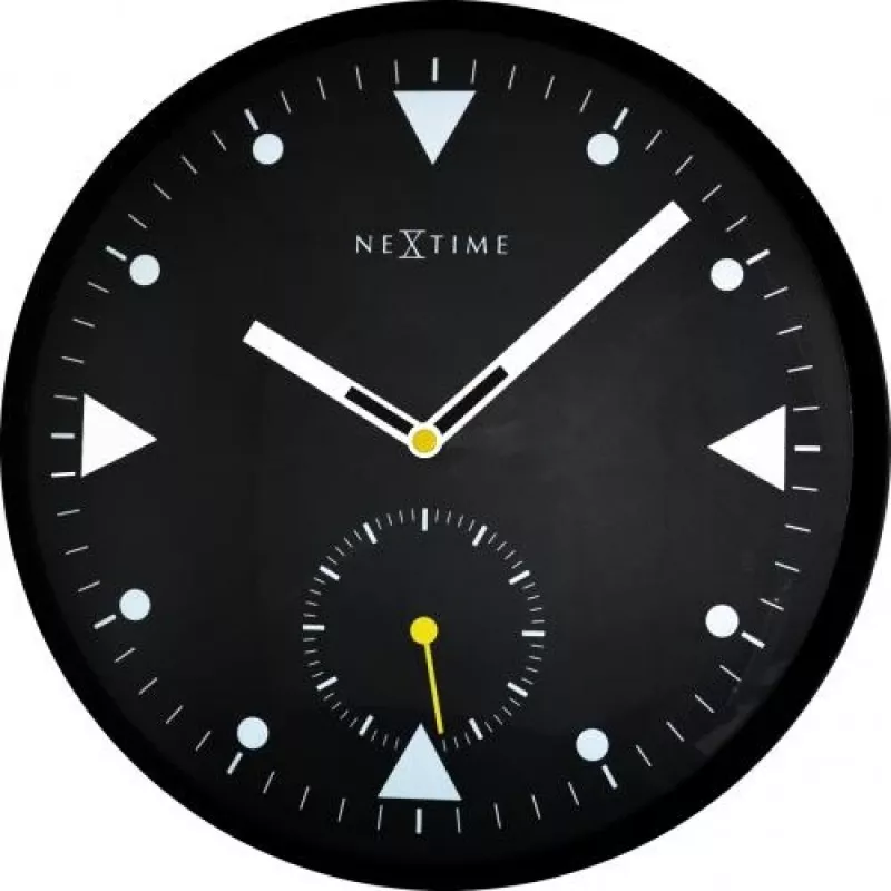 NeXtime Wanduhr 3049 Serious Black, Ø32 cm, Schwarz