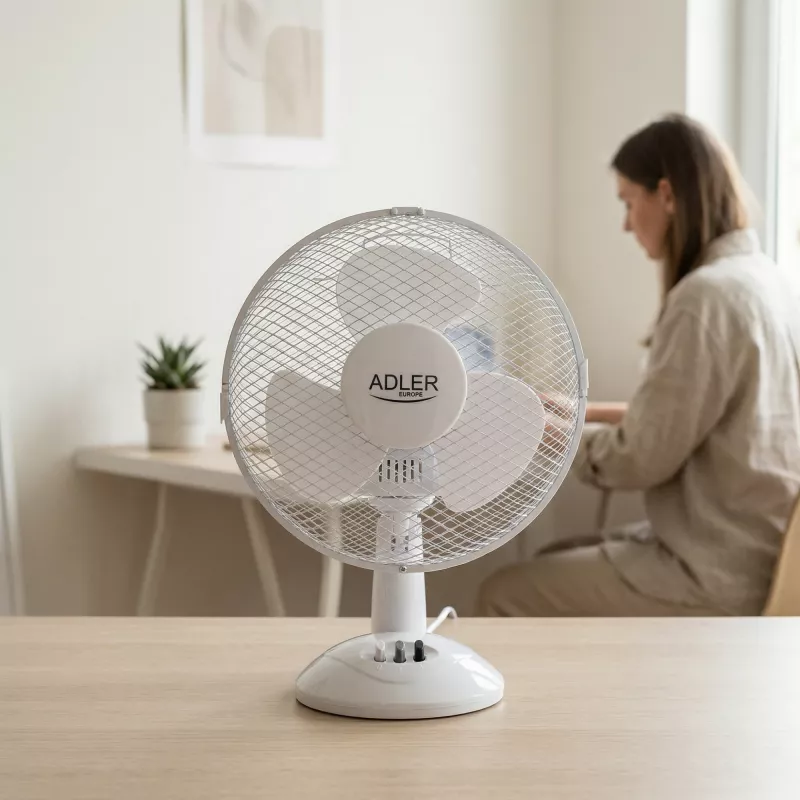 Adler | AD 7302 | Tischventilator | Weiß | Durchmesser 23 cm | Anzahl Geschwindigkeiten 2 | Oszillation | 60 W | Nein