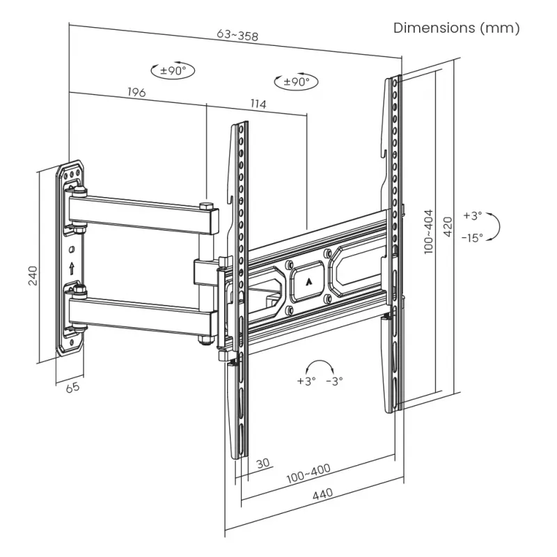 TV-Wandhalterung SBOX PLB-3644-2 für 32–55 Zoll Fernseher, bis 35 kg, VESA 400x400