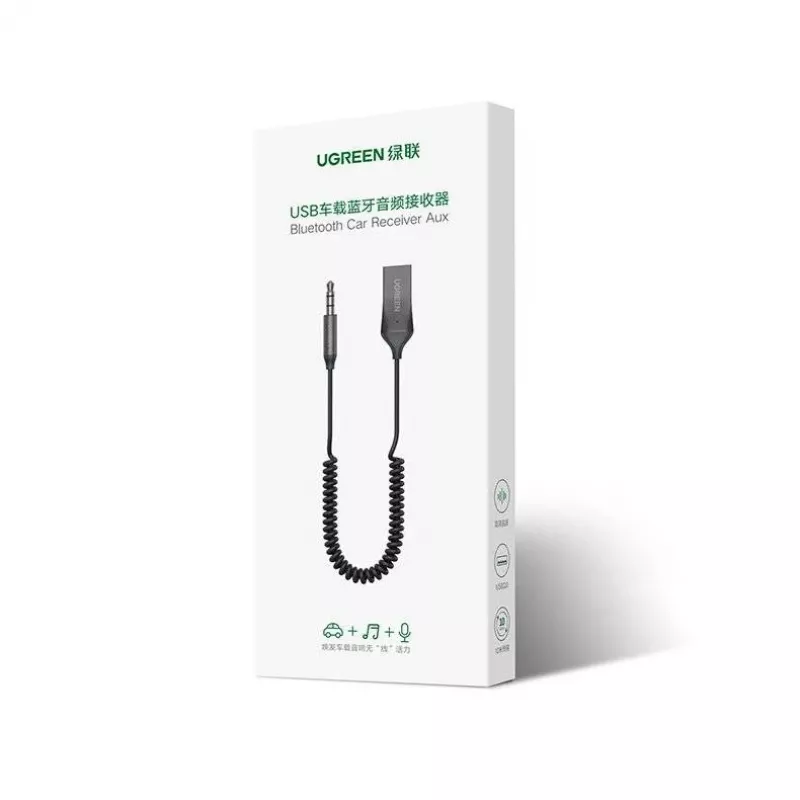Audio-Empfänger UGREEN CM309 Bluetooth 5.0 USB mit 3,5 mm AUX-Klinke, schwarz, 20–20000 Hz