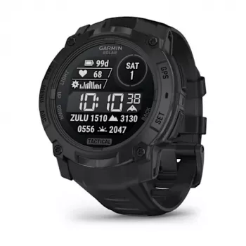 Smartwatch GARMIN Instinct — 45 mm, 3.05 cm (1.2 Zoll) AMOLED 390×390 Touchscreen, 4 GB, GPS, Silikonarmband Schwarz, 53 g
