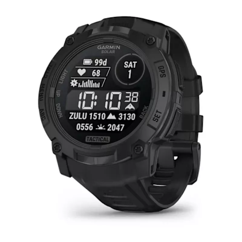 Smartwatch GARMIN Instinct — 45 mm, 3.05 cm (1.2 Zoll) AMOLED 390×390 Touchscreen, 4 GB, GPS, Silikonarmband Schwarz, 53 g