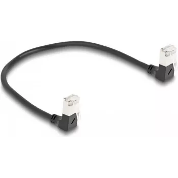 Netzwerkkabel DeLOCK RJ45 Cat.6A S/FTP schlank 90° 0,25 m Schwarz