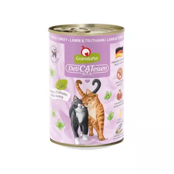 Nassfutter für Katzen Fox4Pets GRANATAPET DeliCATessen Lamm & Truthahn Pastete 400 g, getreidefrei, adult, hypoallergen