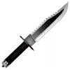 Feststehendes Überlebensmesser Cinema Classic CC-H2 — 400 mm Gesamtlänge, 250 mm Stahlklinge, glatt und gezahnt, schwarzer Griff, inklusive Lederscheide