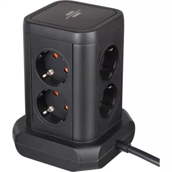 Steckdosenturm Brennenstuhl 1153560010 — 8 Steckdosen, 2×USB-A, 1×USB-C, schwarz