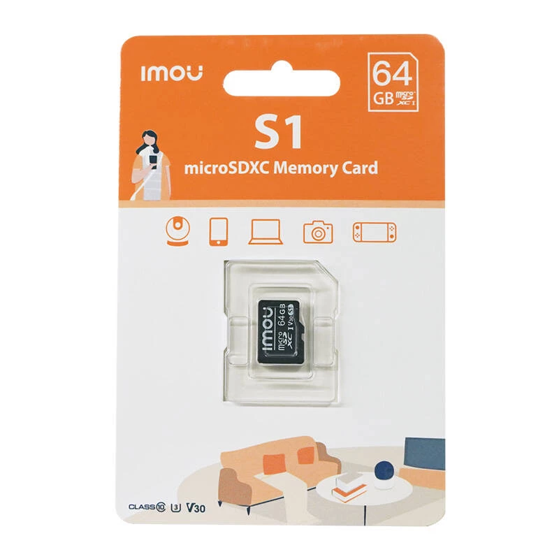 MicroSD-Speicherkarte IMOU ST2-64-S1 64 GB, Class 10, Lesen 95 MB/s, Schreiben 35 MB/s, U3 V30