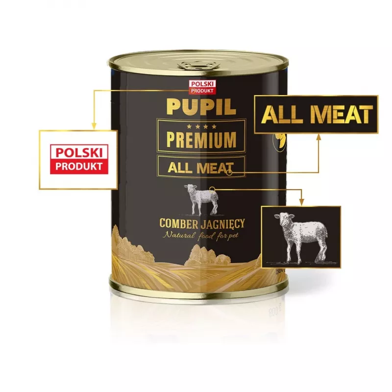 PUPIL Premium All Meat Gold Lammrücken - Nassfutter für Hunde - 800 g