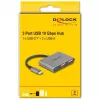 USB-Hub DELOCK 64337 — USB 3.2 Gen 2 Typ-C-Host, 3 Ports (Typ-C + 2× Typ-A), 10 Gbit/s, grau, Metallgehäuse