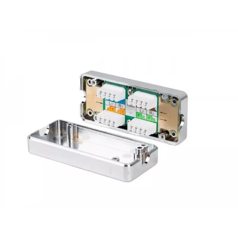 LANBERG Netzwerk-Anschlussdose PLC-6SL1-S, Cat6 S/FTP (S-STP), Silber, 82×35×23 mm