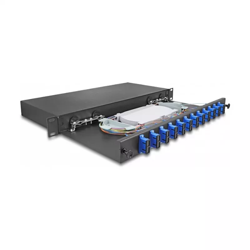 DeLOCK Glasfaser-Spleißgehäuse 67006 Schwarz Metall 482x220x44mm