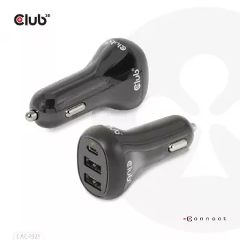 CLUB3D Notebook-/Laptop-Autoladegerät 36 Watt, Auto, Zigarettenanzünder, 24 V, Schwarz