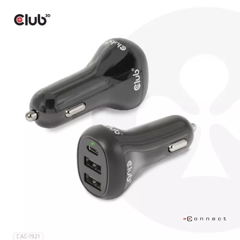 CLUB3D Notebook-/Laptop-Autoladegerät 36 Watt, Auto, Zigarettenanzünder, 24 V, Schwarz