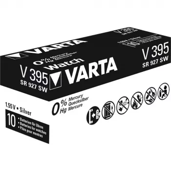 Varta V 395 - Silberoxid (S) - 1,55V - 44 mAh - 9,5 mm (0.374) - 9,5 mm (0.374) - 2,7 mm (0.106) (00395 101 111)
