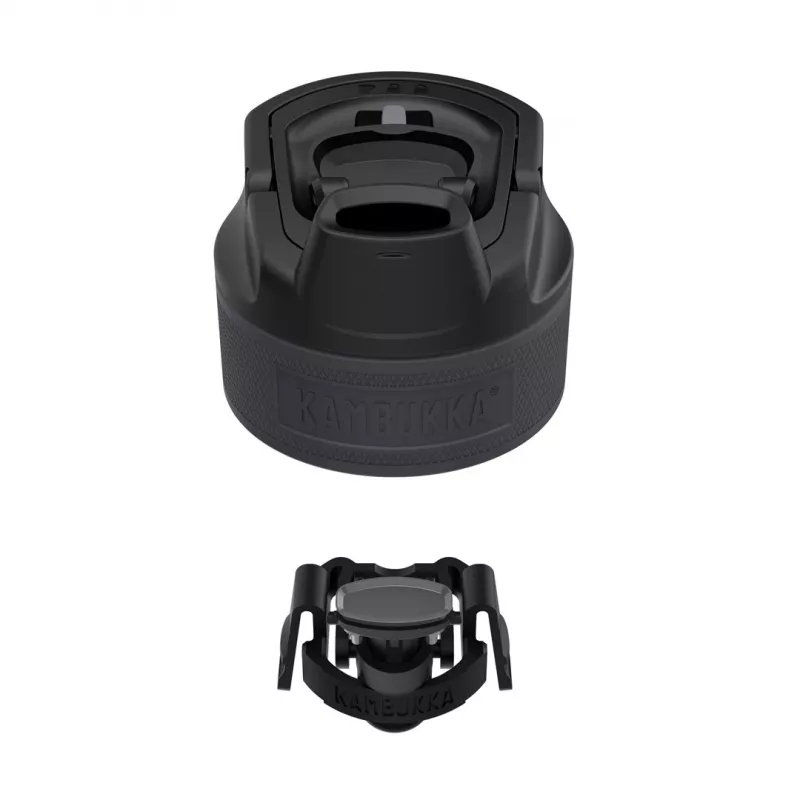 Isolierflasche Kambukka ELTON 600 ml — Schwarz, doppelwandiger Edelstahl, vakuumisoliert, auslaufsicher