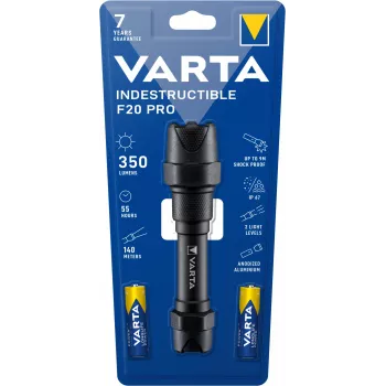 Varta Indestructible F20 Pro - Taschenlampe - Schwarz - Aluminium - 9 m - IP67 - LED