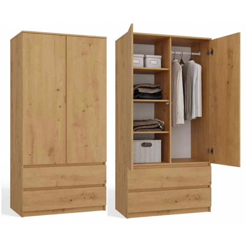 Topeshop SZAFA MALWA ART bedroom wardrobe/closet 5 shelves 2 Tür(s) Eiche