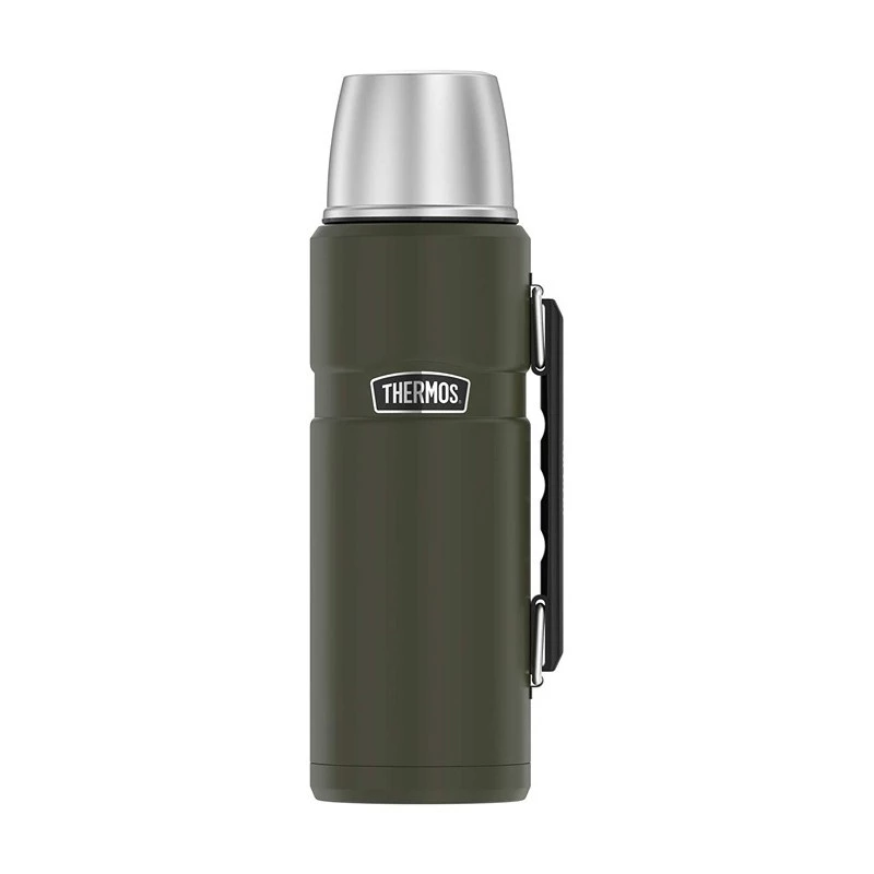 Thermoflasche THERMOS TH-170028 470 ml, vakuumisolierter Edelstahl, olivgrün, 24 h heiß/kalt