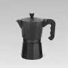 Moka-Kanne Maestro MR-1666-6-Schwarz — manuelle Espressokanne für den Herd, 6 Tassen, 300 ml, schwarzes Aluminium