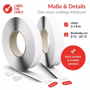 Kabelbinderband Label the Kabel Easy Tape Strap LTC 1520-8-20, 8 m Länge, 20 mm Breite, weiß