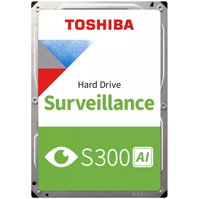 HDD Videoüberwachung TOSHIBA S300 AI 8TB CMR, 3,5'', 512MB, 7200U/min, SATA, 64 Kameras, 24/7, TBW: 550