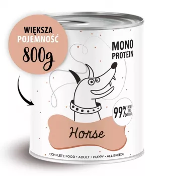 Nassfutter für Hunde PAKA ZWIERZAKA Pepe Horse 800 g — Alleinfuttermittel getreidefrei für ausgewachsene Hunde mit Pferdefleisch