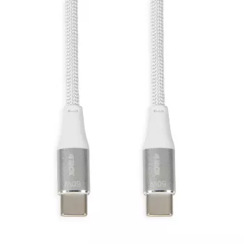 USB-C-auf-USB-C-Kabel IBOX IKUTC2W 2 m, USB 2.0, 3 A, weiß, Textilgeflecht