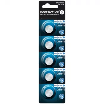 Knopfzelle everActive CR1616 3V, 50 mAh, 16 mm — 5er-Pack