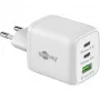 USB-C Fast Charger Nano, PD, GaN, 65 Watt (Weiß, 1x USB-A, 2x USB-C PD, Charge 3.0)