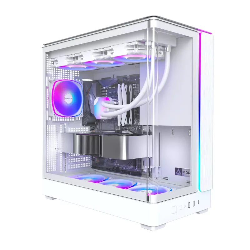 PC-Gehäuse Montech KING 45 PRO (W) — Weißer Midi-Tower für Micro-ATX / Mini-ITX
