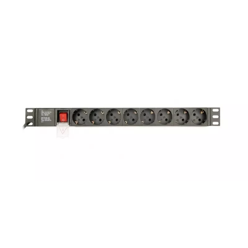 Power Distribution Unit GEMBIRD EG-PDU-014-C14, 8 AC-Ausgänge, C14-Eingang, 3 m Kabel, 1U, 3680 W, 10 A, Aluminium, schwarz