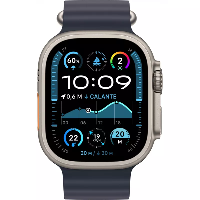 APPLE Watch Ultra 2 GPS + Cellular 49mm Natural Titanium Gehäuse mit Navy Ocean Band