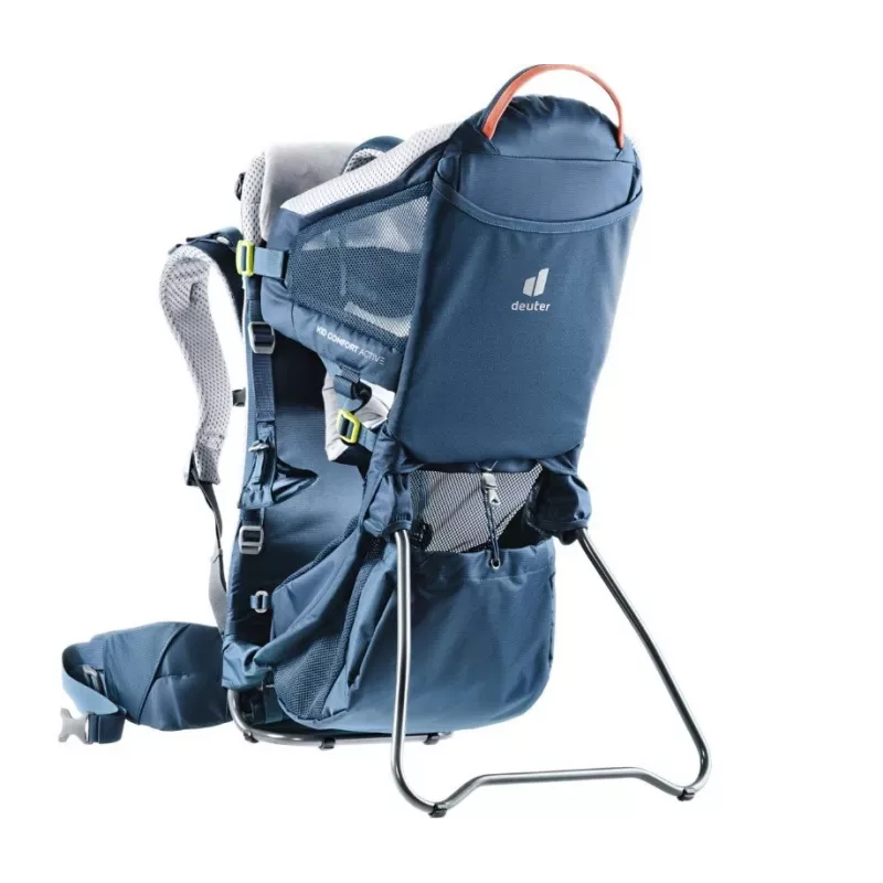 Baby-Trage-Rucksack DEUTER Kid Comfort Active — blau, Polyamid, bis 22 kg, Sonnenverdeck, Fußstütze, VariQuick, Lite Air
