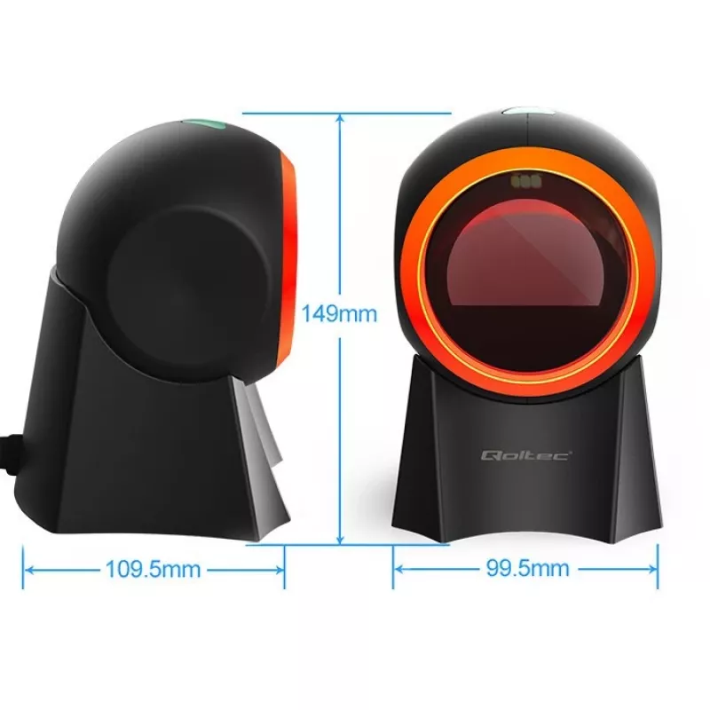 Kabelgebundener Desktop-Barcodescanner QOLTEC 50857 – 1D/2D, USB, ABS-Gehäuse, schwarz, 1,75 m Kabel