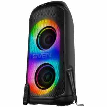 Lautsprecher SVEN PS-1050, schwarz (200W, TWS, Bluetooth, FM, USB, microSD, LED-Display, 7200mAh)