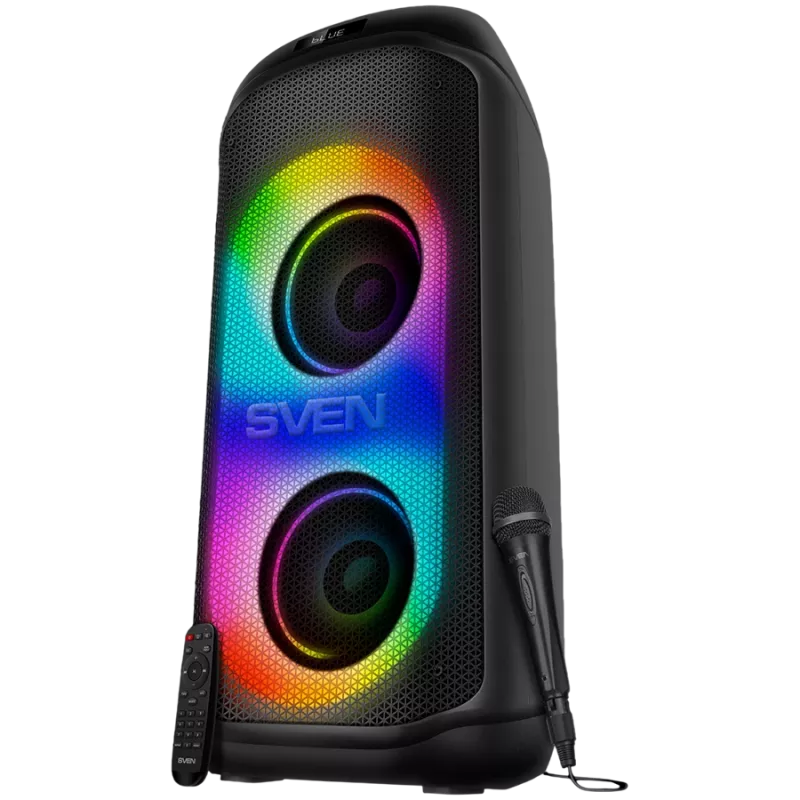 Lautsprecher SVEN PS-1050, schwarz (200W, TWS, Bluetooth, FM, USB, microSD, LED-Display, 7200mAh)