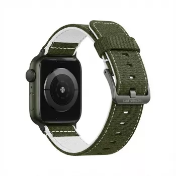 Armband GUAN Premium Pro für Apple Watch 42–49 mm Khaki/Weiß, kompatibel mit 44 mm/45 mm/46 mm/49 mm/42 mm