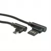 ROLINE USB 2.0 Kabel, gewinkelt, Typ A umkehrbar - Micro B, ST/ST, schwarz, 0,8 m (11.02.8720)