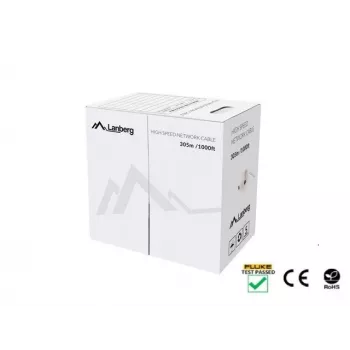 LANBERG Netzwerkkabel Cat5e U/UTP LCU5-12CU-0305-BK, 24 AWG Kupfer, 305 m, Schwarz