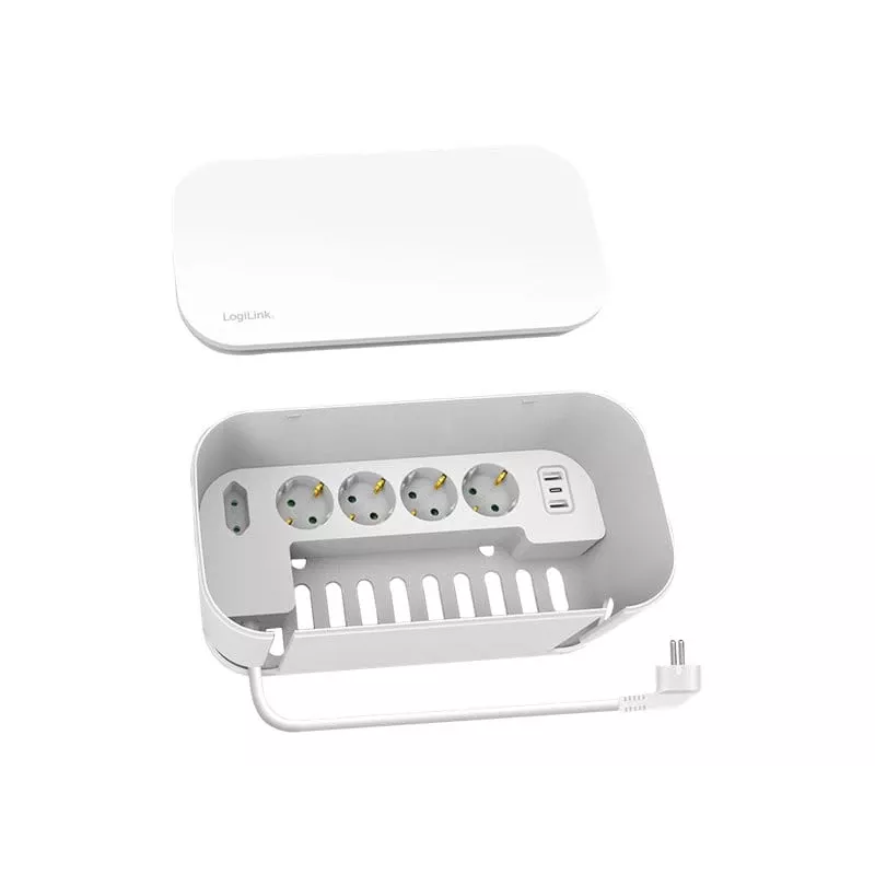 LogiLink Steckdosenleiste LPS281U 4 Sicherheitssteckdosen 2 USB-A 1 USB-C weiß