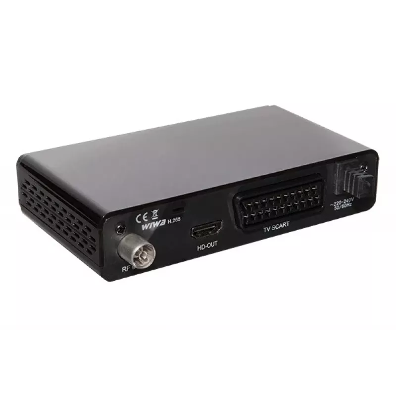 Set-Top-Tuner WIWA 2_275294 H.265 DVB-T/DVB-T2 HD, 1 Tuner, 470–860 MHz, HDMI 1.3, USB 2.0, SCART, schwarz