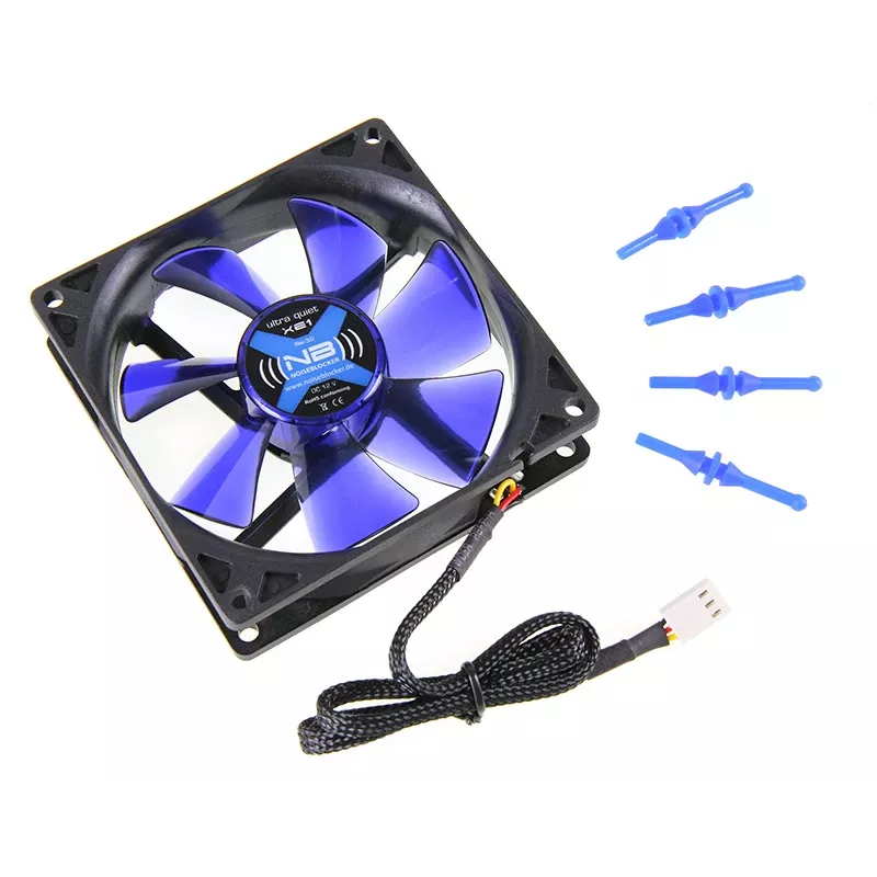 Computer-Gehäuselüfter NoiseBlocker SchwarzSilentFan XE1 92 mm, 1500 U/min, 17 dB, 50 m³/h, 4 V, Schwarz