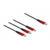 USB-Ladekabel DeLOCK 3 in 1 USB Type-C auf 3 x USB Type-C 1 m schwarz/rot