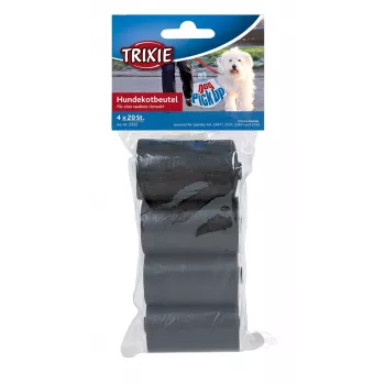 Trixie Kotbeutel Poop Bags 2332, Kunststoff, schwarz, 4 Rollen × 20 Stück (80 Beutel)